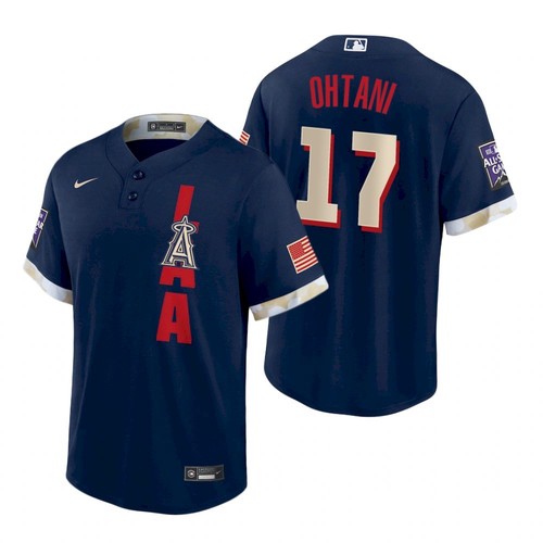 Men's Los Angeles Angels Shohei Ohtani Navy 2021 All Star Replica MLB Jersey Men's Los Angeles Angels Shohei Ohtani Navy 2021 All Star Replica MLB Jersey